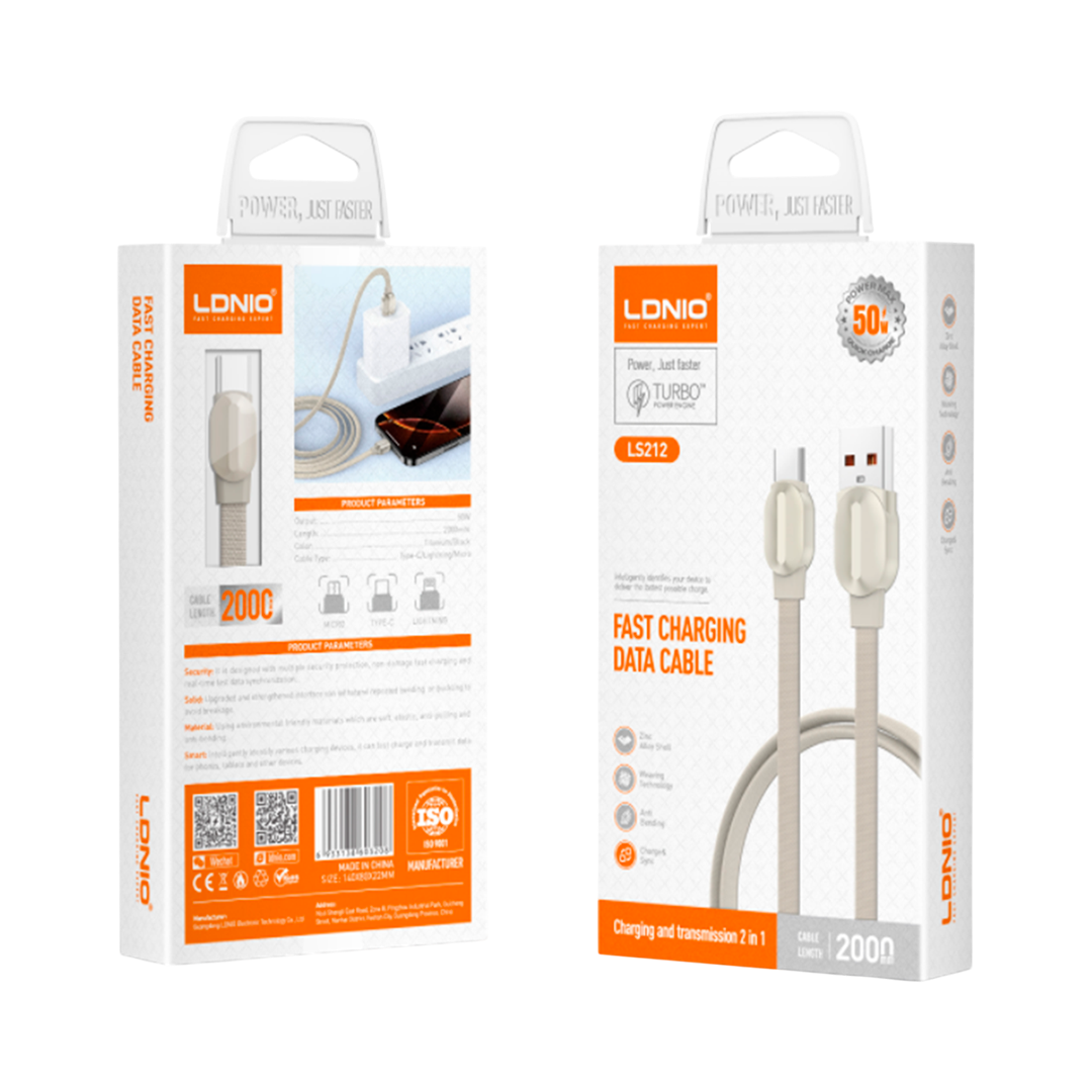 CABLE LDNIO LS212 2M 50W USB-TC
