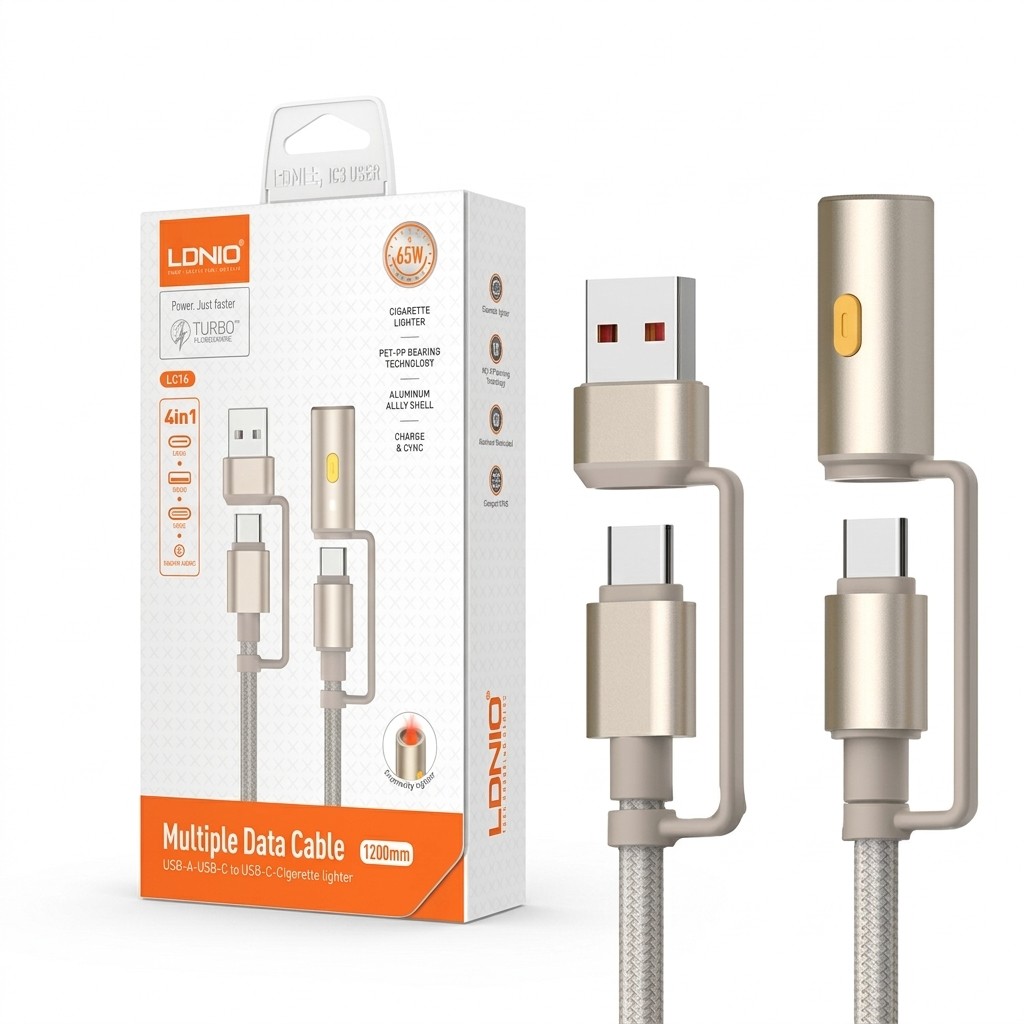 CABLE LDNIO LC18 1.2M 4EN1 TC-IPH + TC-CIGARRETE