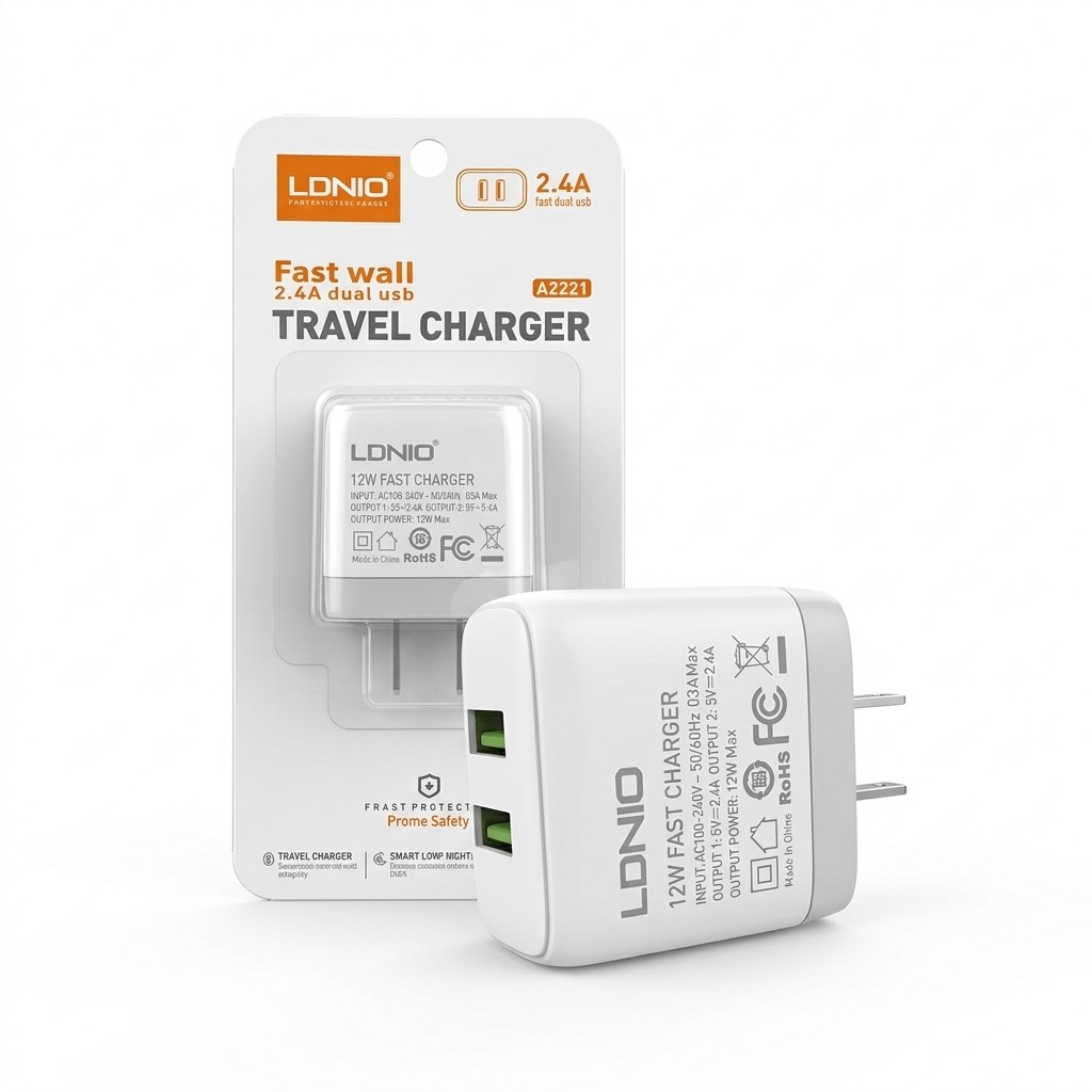 CARGADOR LDNIO H2221 12W 2USB SOLO CUBO
